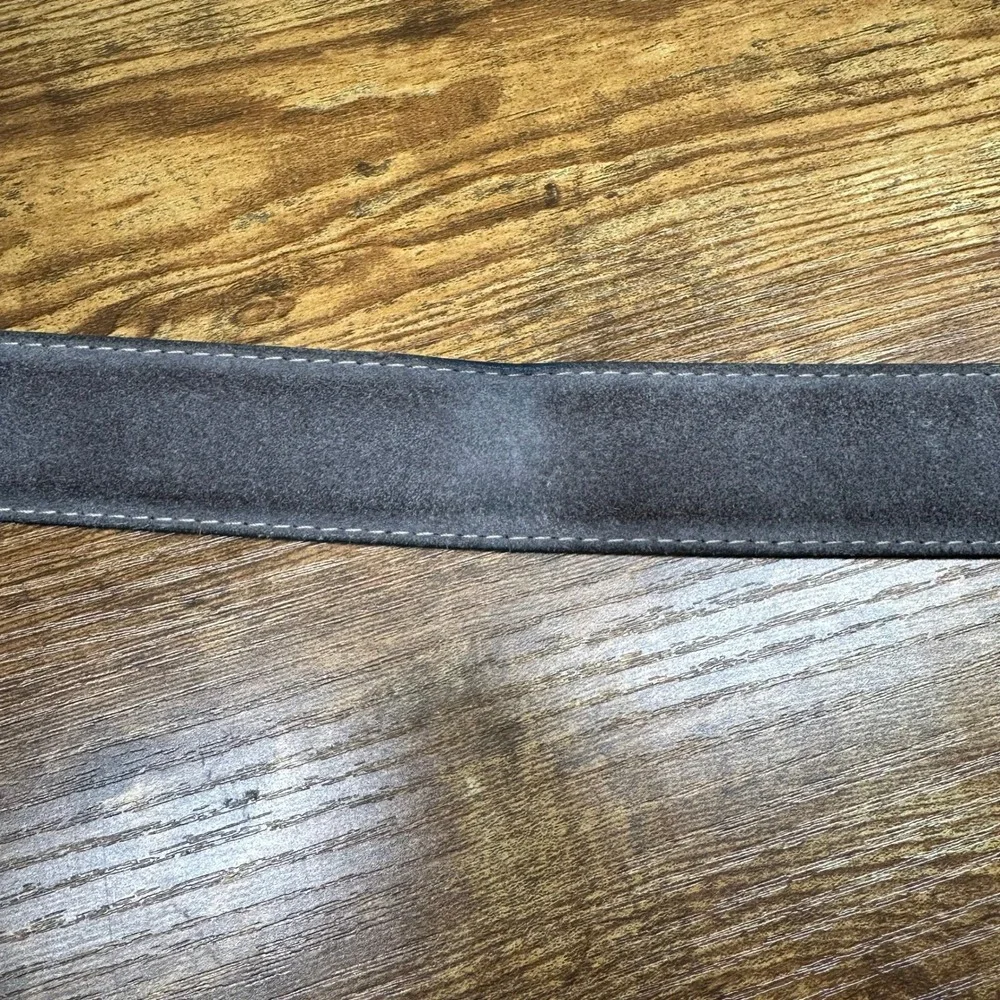 European Suede Mens Grey Leather Belt Size 32 Made in USA Distressed Buckle